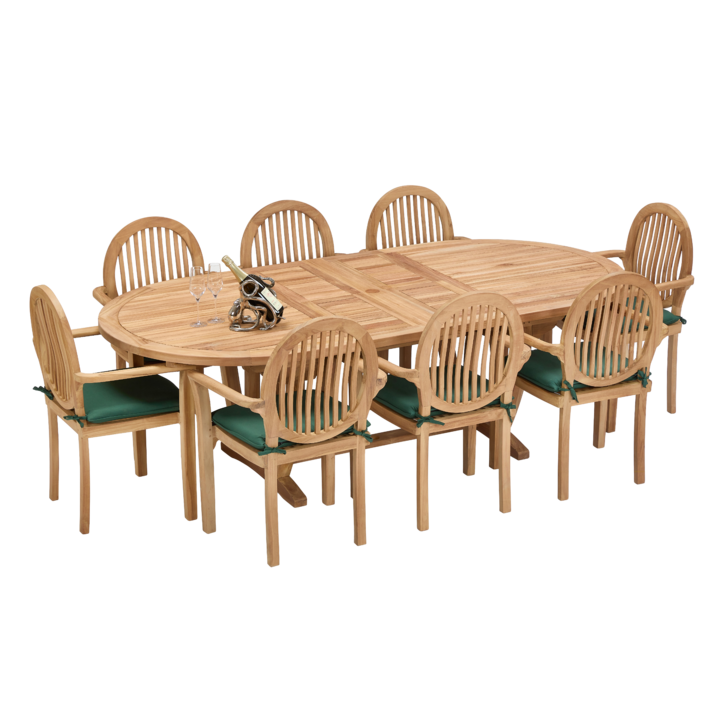 7. Lagoon - 8 seater Oval extending table with 8 Lagoon with 8x Oval stacking chairs.png