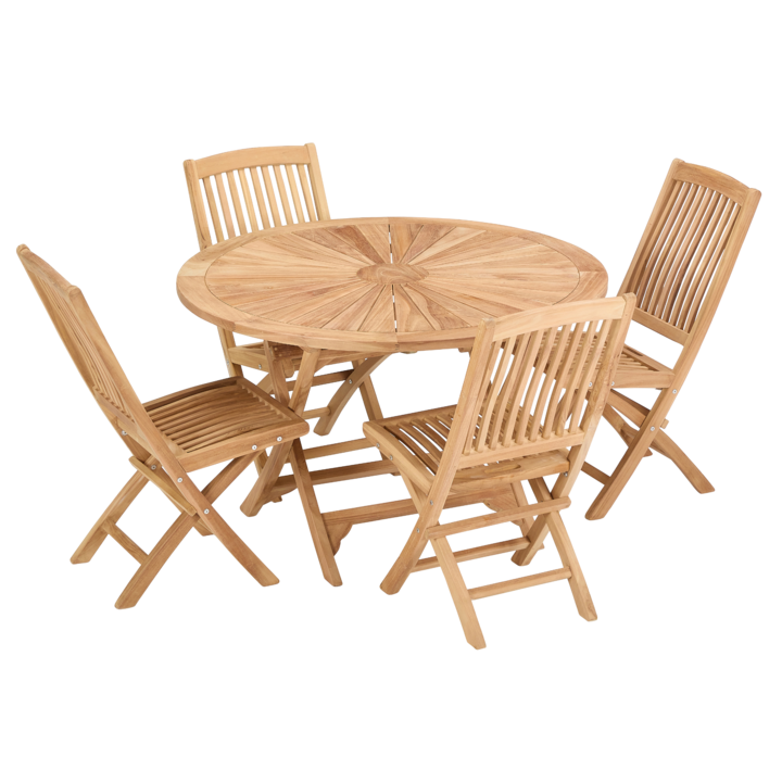 Breeze - Sunburst folding table with 4 x New folding chairs.png