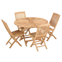 Breeze - Sunburst folding table with 4 x New folding chairs.png